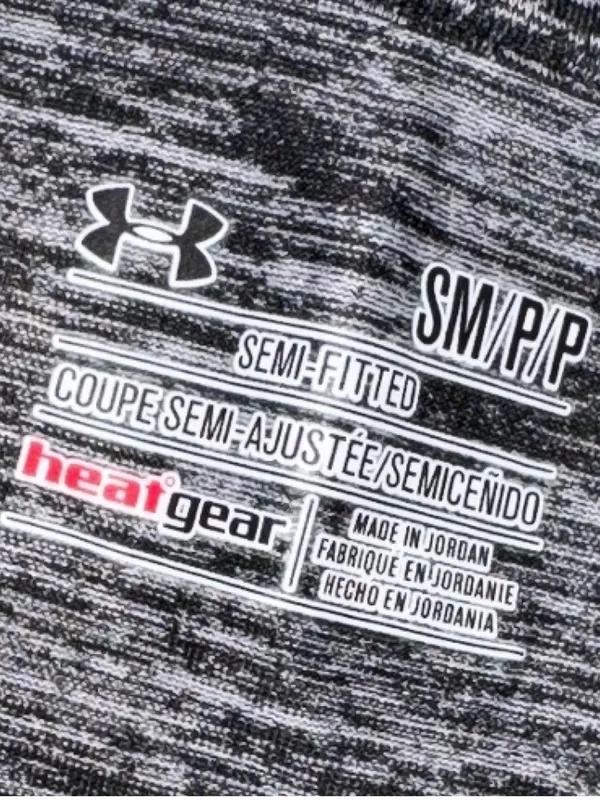 Under armour semi fitter heat gear grey black short sleeve shirt top - Image 3