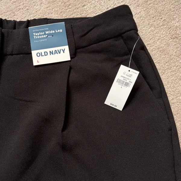 New Old Navy Extra High Rise Taylor Wide Leg Trousers Pants Black Size Large - Image 8