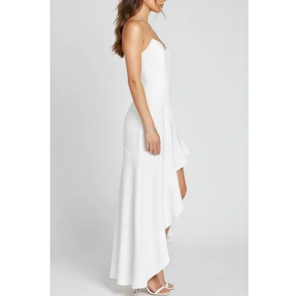 AMANDA UPRICHARD Symone Asymmetric Ruffle Maxi Dress, Ivory, XL - Image 4