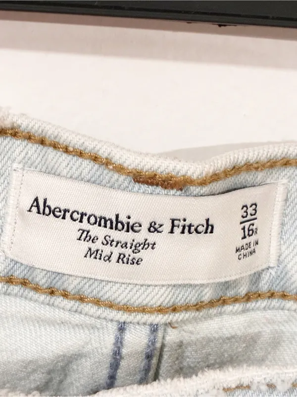 Abercrombie & Fitch The Straight Mid Rise Jeans Light Wash Plus Size 16 - Image 3