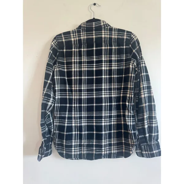 Ralph Lauren Rugby Womens Black White Plaid Flannel Button Down Shirt Size 2 - Image 2