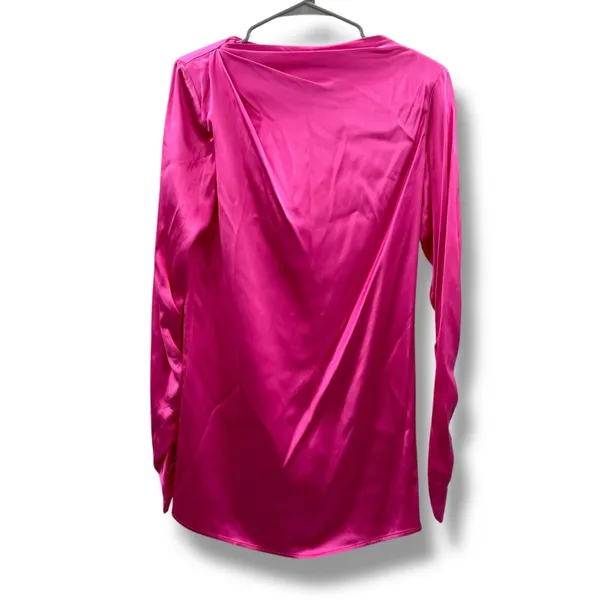Gauge81 Pisa Fuchsia Pink‎ Satin Ruched Long Sleeve Mini Dress Sz XS NEW - Image 3