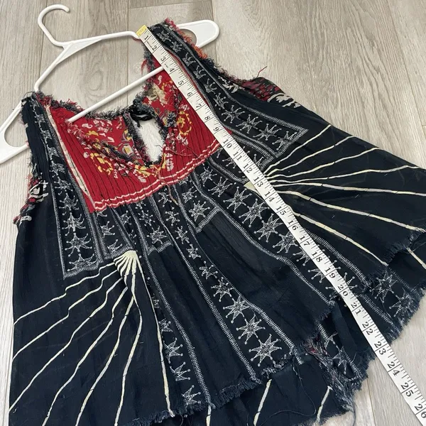 Free People Tank Top printed flowy crop womens Navy Blue (xsmall) boho colorful - Image 6