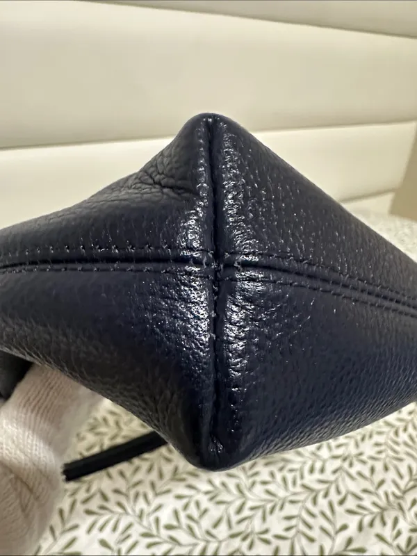 Coach Navy Pebbled Leather Shoulder Bag with Long Strap - Image 7