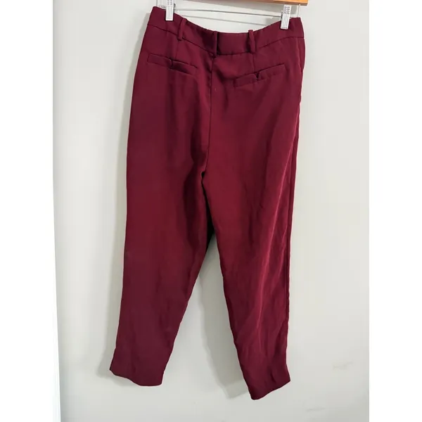Anthropologie Tapered Trousers Womens 6 Burgundy High Rise Button Fly Pleated - Image 5