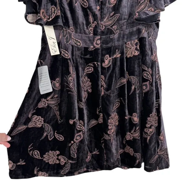Eliza J Velvet Burnout Cape Sleeve Floral Paisley V Neck Dress Size 16 Feminine - Image 8