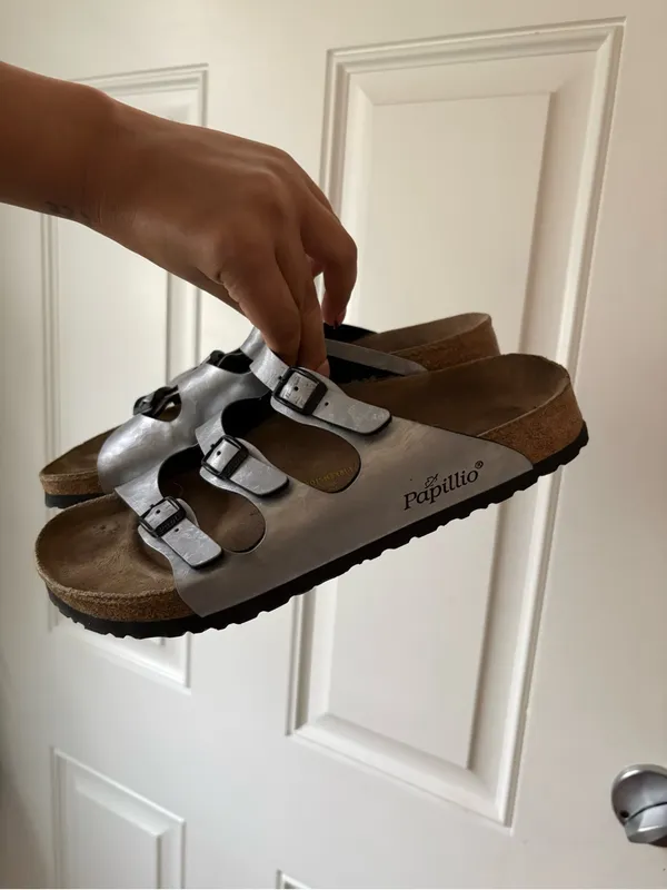 Birkenstock papillo triple strap silver sandals women unisex 40 9 casual - Image 4