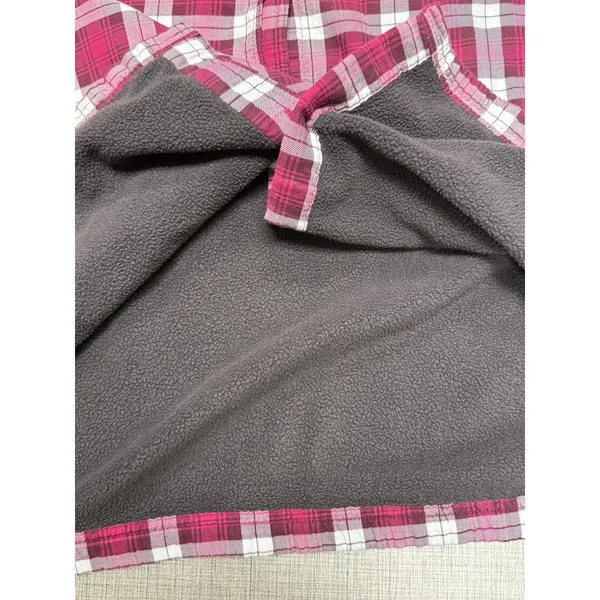LL Bean Shacket Womens M‎ Plaid Fleece Lined Button Up Flannel Camp Outdoors - Image 7