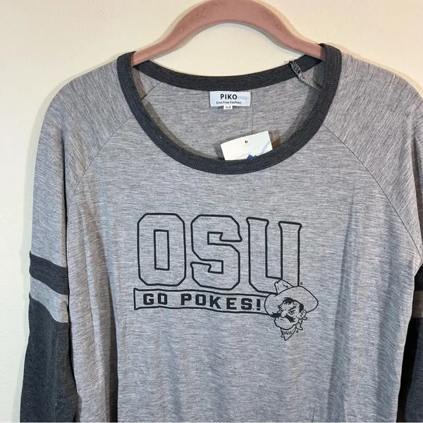 Piko Women’s Gray Oklahoma OSU Pokes Bamboo Top Medium NWT‎ - Image 2