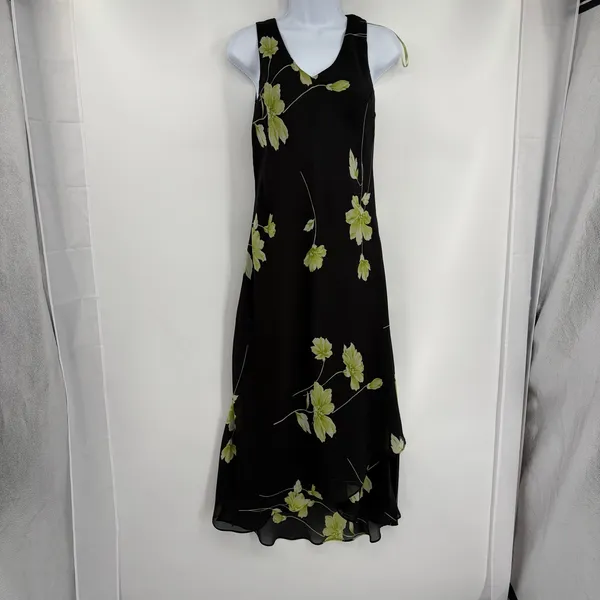 Studio I Y2K Whimsigoth Floral Maxi Dress Sz 10 Chiffon Layered Grunge Romantic - Image 2