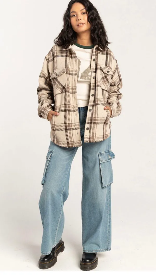 RSQ Womens Tonal Woven Plaid Shacket - Image 2