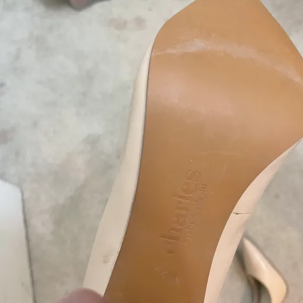 Beige Leather Pointy Heels - Image 9