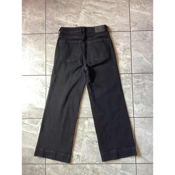 Everlane The Wide Leg Jean Black High Rise Button Fly Ankle Pants Size 26 Ankle - Image 6