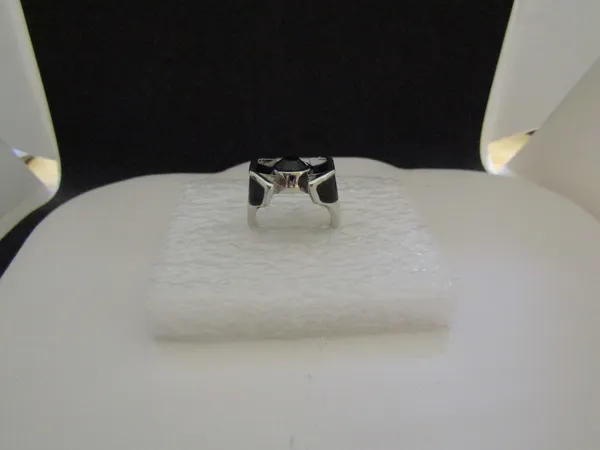 Black Cz Starship Tibetan Silver Ring - Size 7 - Image 3