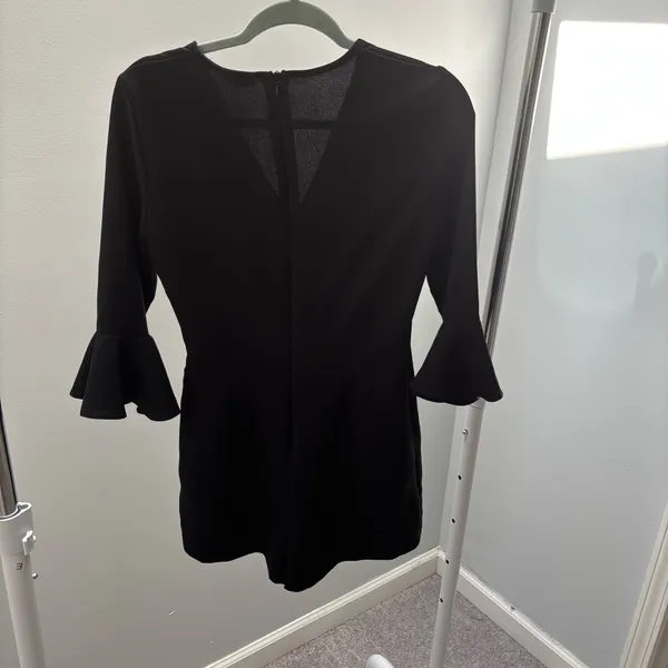 Topshop Black Surplice Romper with Ruffle Sleeves - Image 8
