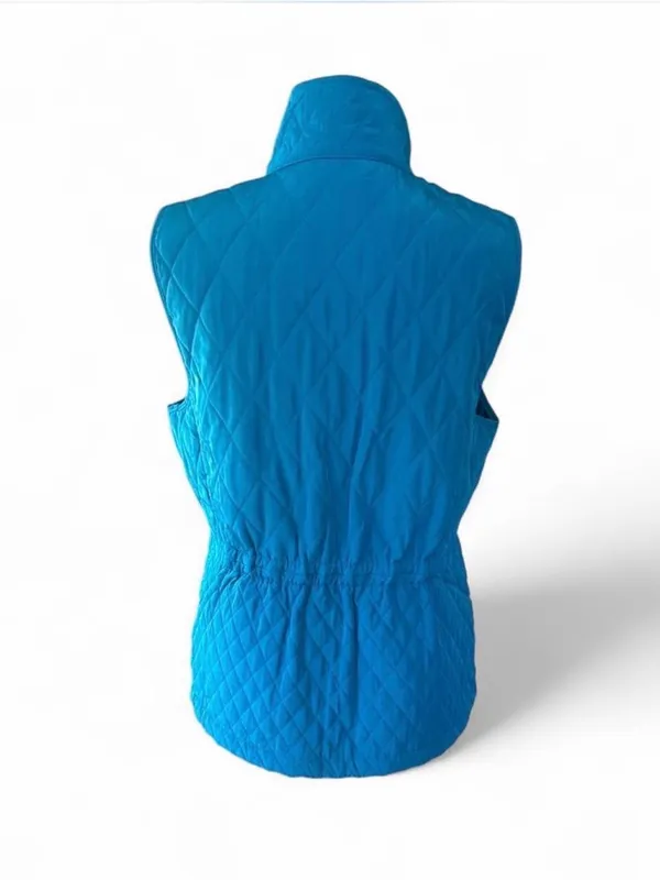 Talbots Quilted Teal-Blue Sleeveless Zip Vest - Image 4