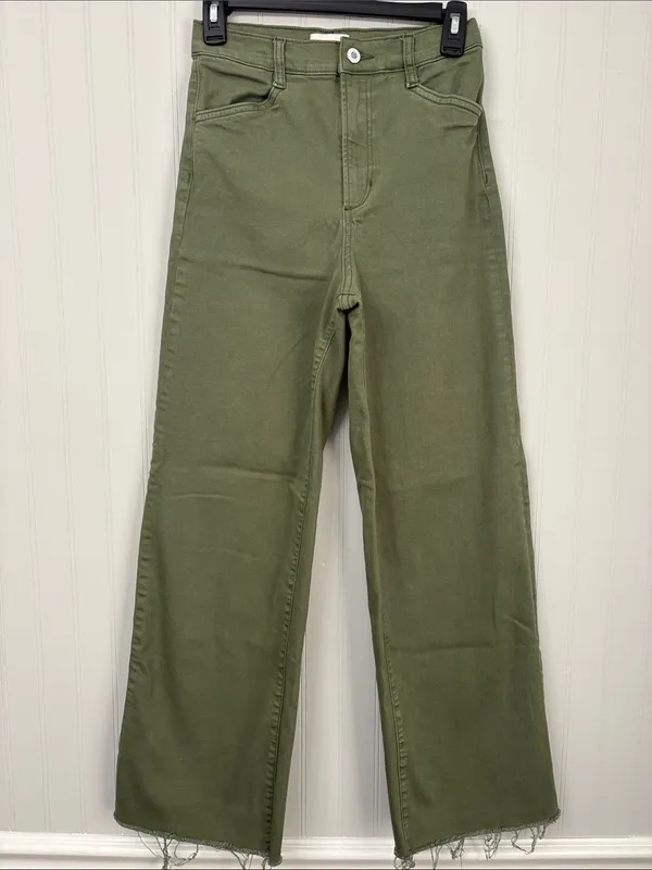 Favorite Daughter The Mischa Super High Rise Wide Leg Ankle Jean Women 26 Green - Image 4