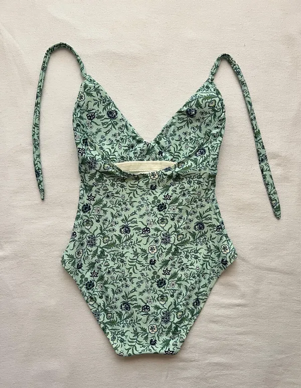 Women’s Loft Blue/Green Floral One Piece Swim Suit - Size S - Image 2