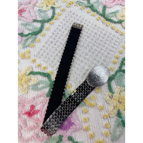 Vintage Silver Scale Stretch Belt Retro Metallic Chainmail‎ Elastic Waist Belt - Image 5