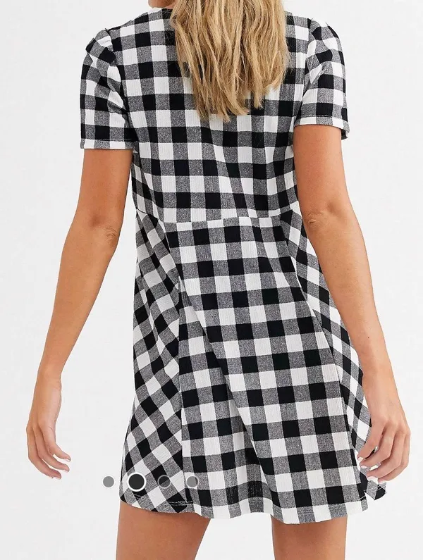 Pull & Bear Women’s Dress Size M Checkered Plaid Pattern - Image 2