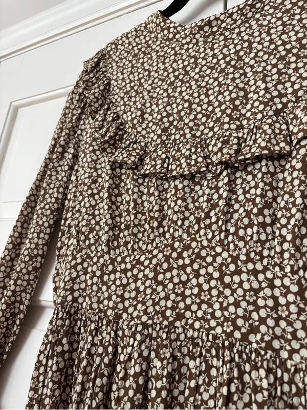 Doen Hawthorne Dress Olive Cherry Willow Floral Long Sleeve Maxi‎ Dress Size S - Image 6