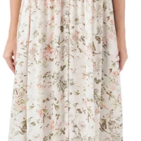 Frye Women’s Button Front Floral Gauze Sleeveless Midi Dress Romantic Size M - Image 8