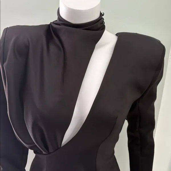 House of CB Black Long Sleeve Mink Dress NEW - Image 6