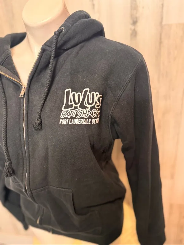 Lulus Bait Shack Fort Lauderdale Beach Full Zip Hoodie Sweatshirt Black Small - Image 4