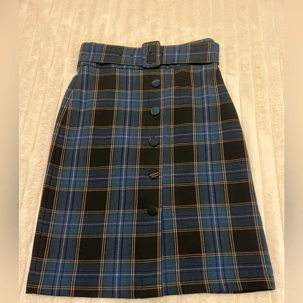 Anthropologie Maeve Bernadette Button-Front Midi Skirt Tartan Plaid - Image 7