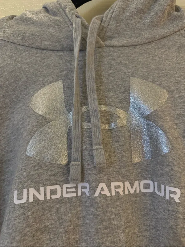 Under Armour XL Gray Fleece Pullover Hoodie Sparkle Logo - Image 2