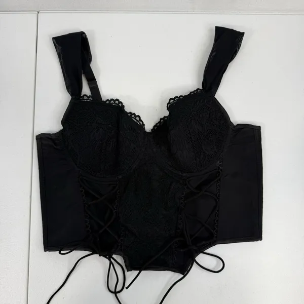 Sexy M Bustier Corset Bra Whimsigoth‎ Jezebel Lingerie Lace Underwire Long Line - Image 2