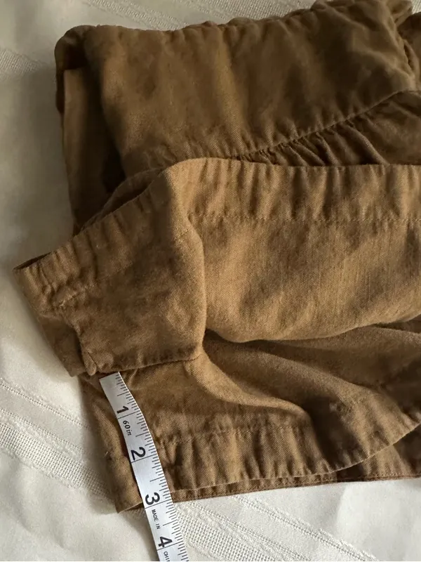 Zara Linen and Cotton Olive-Green Surplice Romper with Smocked Waist Size XS - Image 13