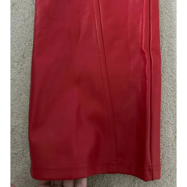 The Kript Red Jaxon Vegan Leather Pants - Image 6