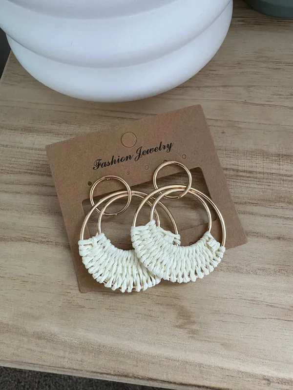 Boho Hoop Earrings NWT Gold - Image 3