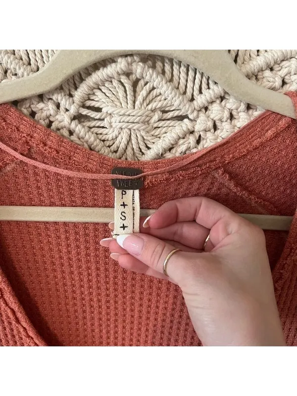 Free People We the Free burnt Orange Waffle Shirt - Image 2