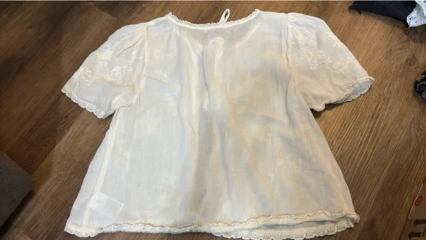 American Eagle Cream Tie Blouse, XS - Image 3
