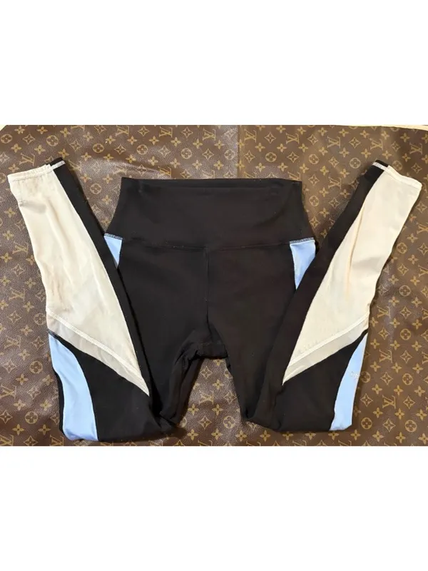 Alo Yoga Elevate Leggings Black/UV Blue High Rise 28" Activewear S - Image 4