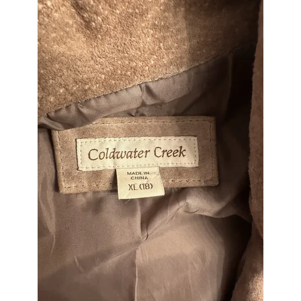 Coldwater Creek Suede Leather Jacket Snap/Zip Front Tan Vintage Women’s XL(18) - Image 5