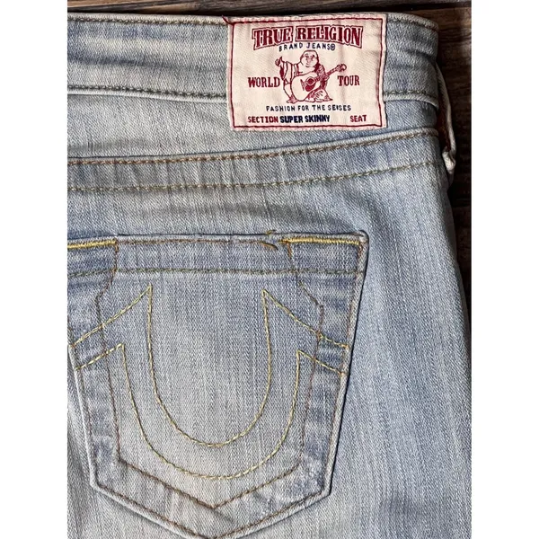 True Religion Super Skinny Jeans Distressed Light‎ Wash Size 29 Ripped Grunge - Image 5