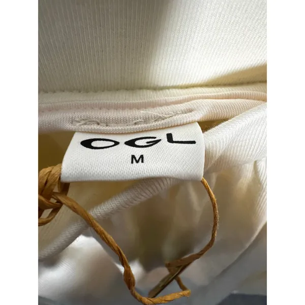 OGL Off White Pleated Midi Skirt Womens Size M Elastic Waist Flowy A Line - Image 6