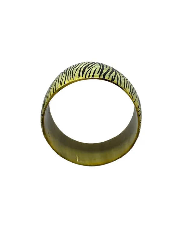 Vintage Hand Painted Zebra Stripe Bracelet White One Size Glam 80’s Bohemian - Image 5