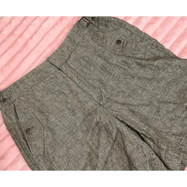 Athleta Voyager 100% Linen Shorts Womens 12 Aspen Olive Adjustable Waist - Image 8