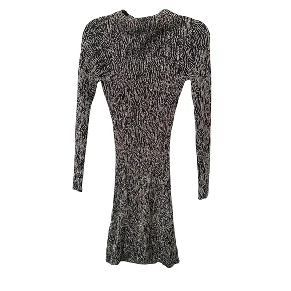 ZARA Metallic Long Sleeve Bodycon Dress‎ Black Small - Image 4