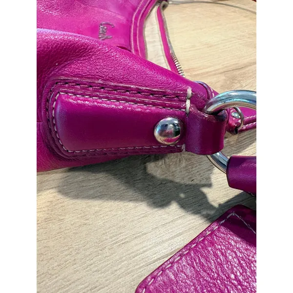 Coach‎ Magenta Pink Leather Hobo Shoulder Bag Silver Hardware 27741 - Image 12