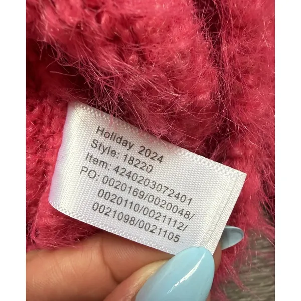 Marine Layer Teddy Eyelash Sweater Womens S Pink Fuzzy Wool Blend Cropped - Image 7
