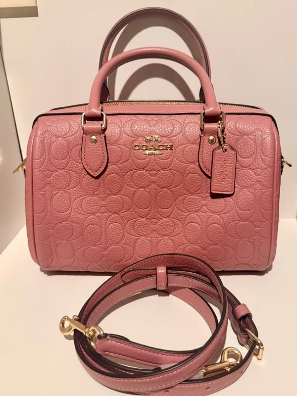 NEW Coach Medium Rowan Satchel Peony Pink Signature Refined Pebble Leather CCD50 - Image 2