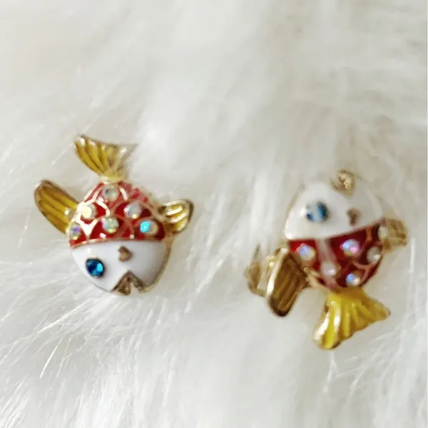 Icing MERMAIDMERCHANT Boutique Nautical Jeweled Fish Enameled Stud Earrings - Image 5