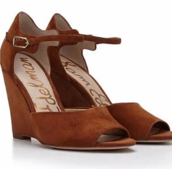 Sam Edelman Raven Open Toe Suede Wedge Tan Brown Size 7.5 - Image 12