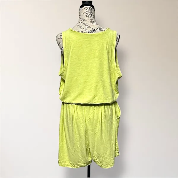 New Old Navy Active‎ XL Lime Breathe On Wrap V-Neck Romper Pockets Drawstring - Image 4
