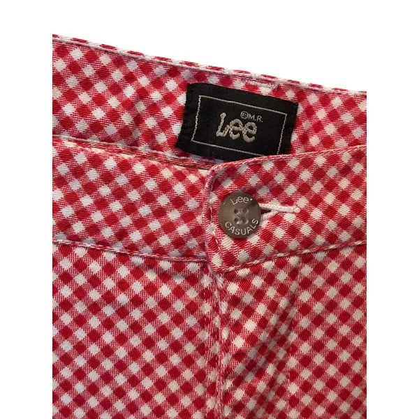 Lee Women's Red & White Gingham Check Capri Pants Cropped Size 12 - Image 4